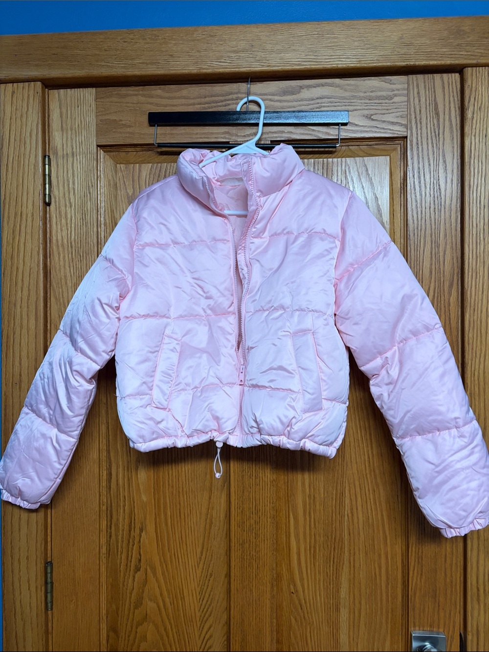 No Boundaries Light Pink Cropped Puffer Jacket